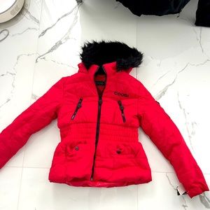 Womens red fur coat